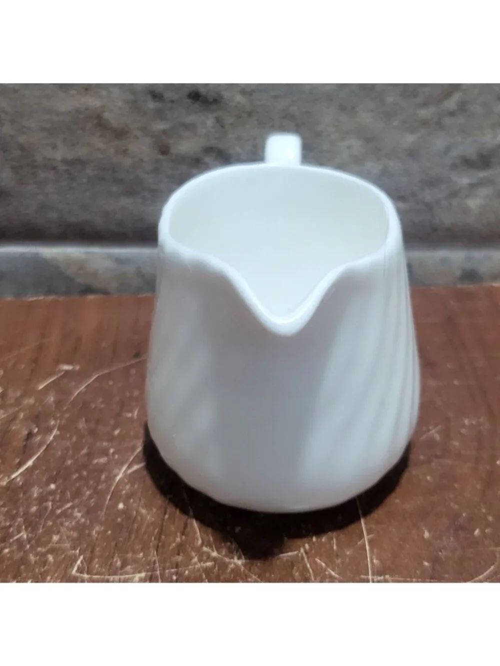 Vintage White Fife Mini Creamer Syrup Pitcher Distinctive Swirl Pattern
